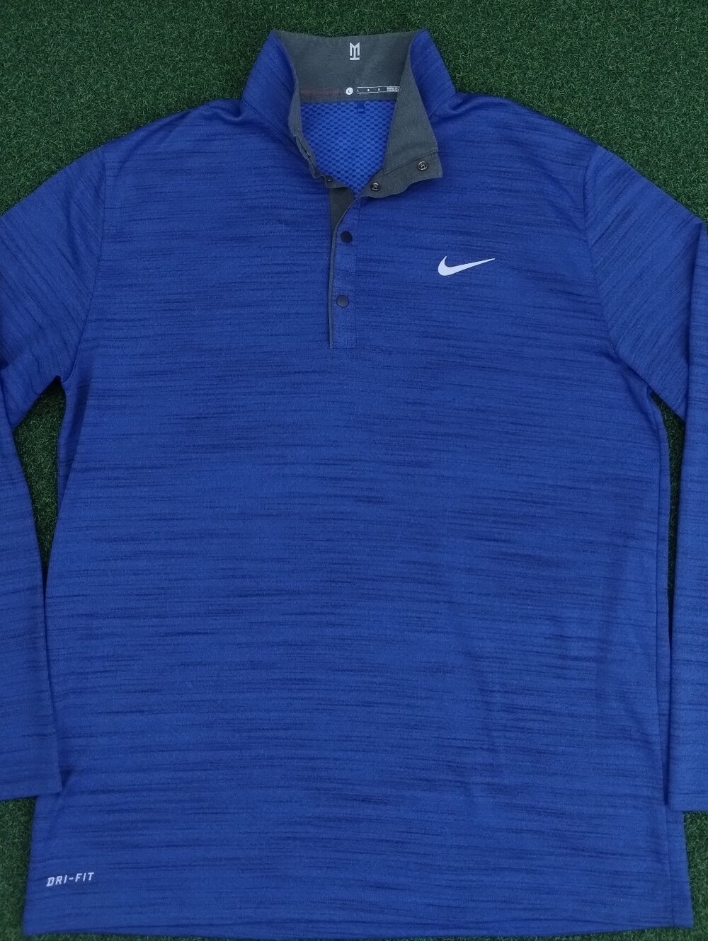 Nike Tiger Woods Collection Long Sleeve Placket Snap Neck Shirt Size Large